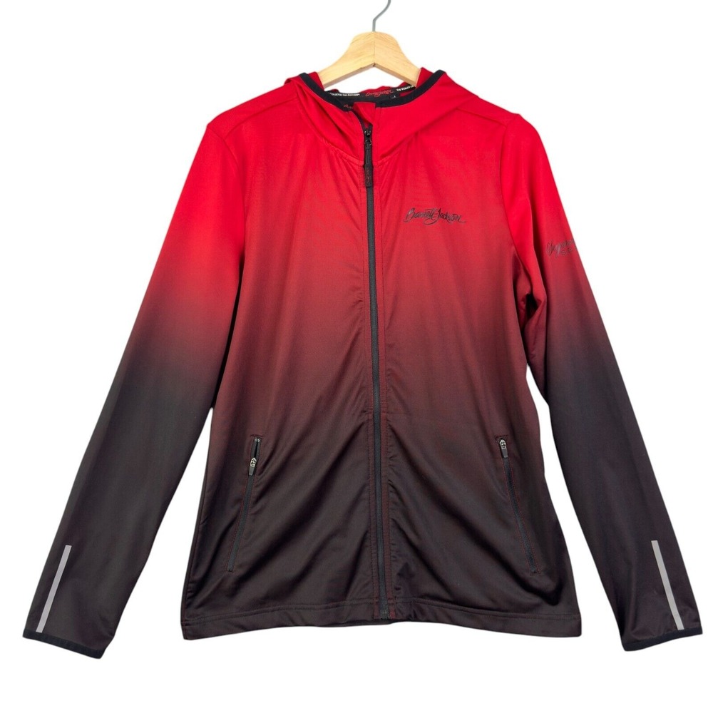 Barrett-Jackson Lightweight Sport Hoodie Men Sz L Red Black Long Sleeve Full Zip